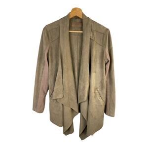 BlankNYC size small Womens Vegan Leather Suede Cardigan Jacket Tan Beige Button